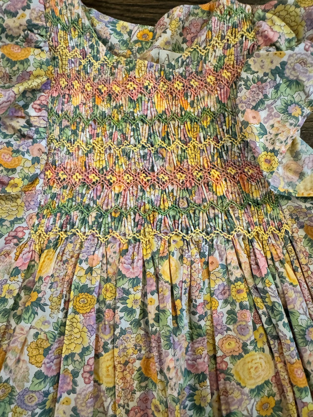 Amaia Hand Smocked Floral Dress Girls Size 3 🌸✨ - Picture 3 of 5